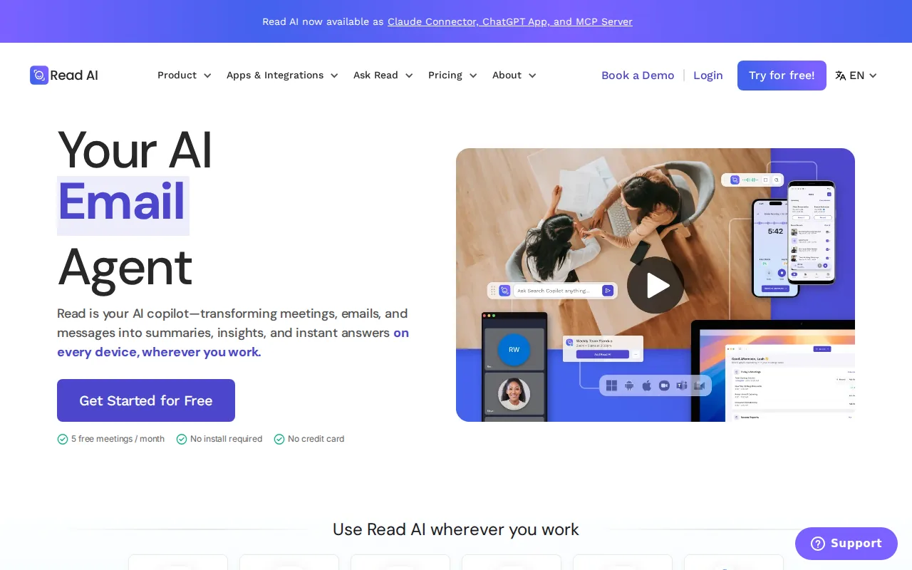 Screenshot of the Read AI website