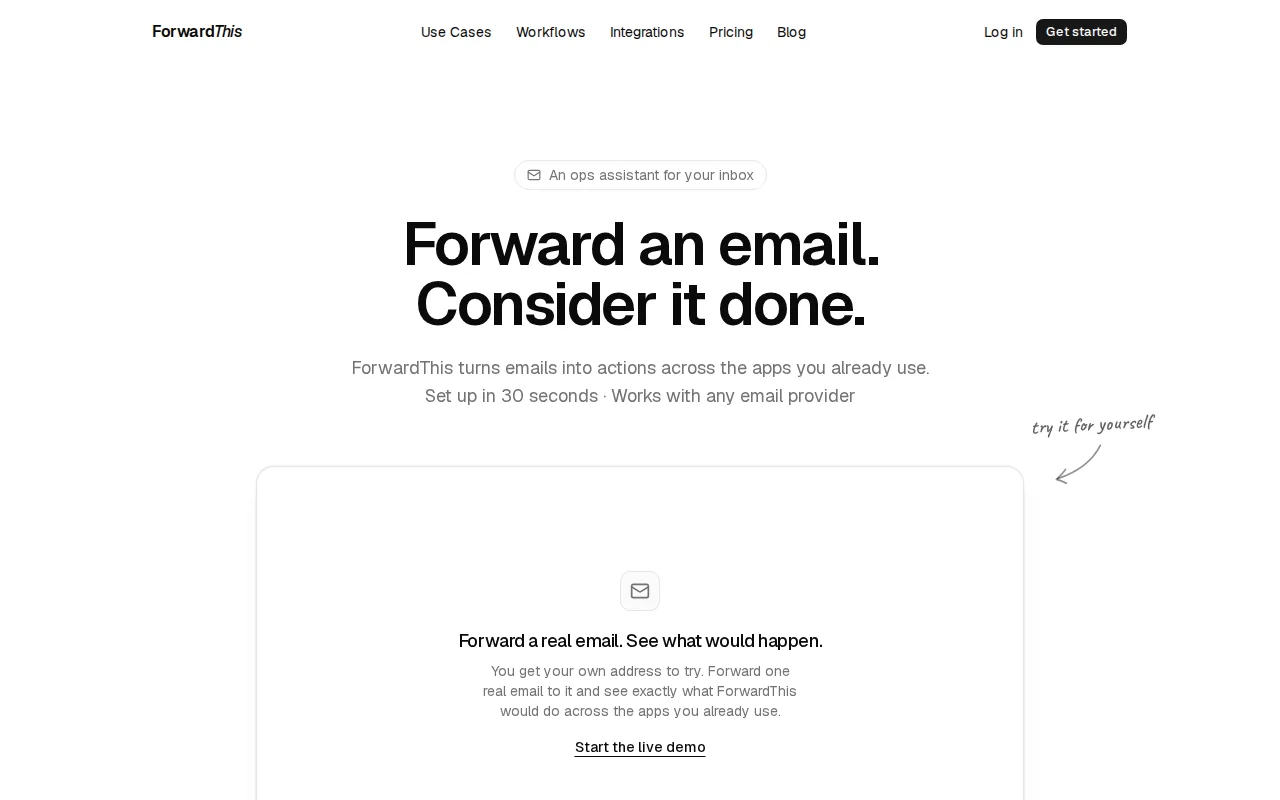 Screenshot of the ForwardThis website