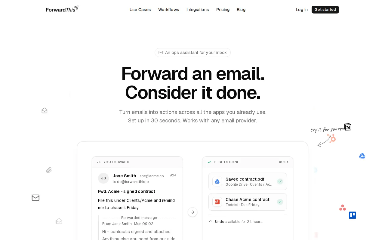 Screenshot of the ForwardThis website