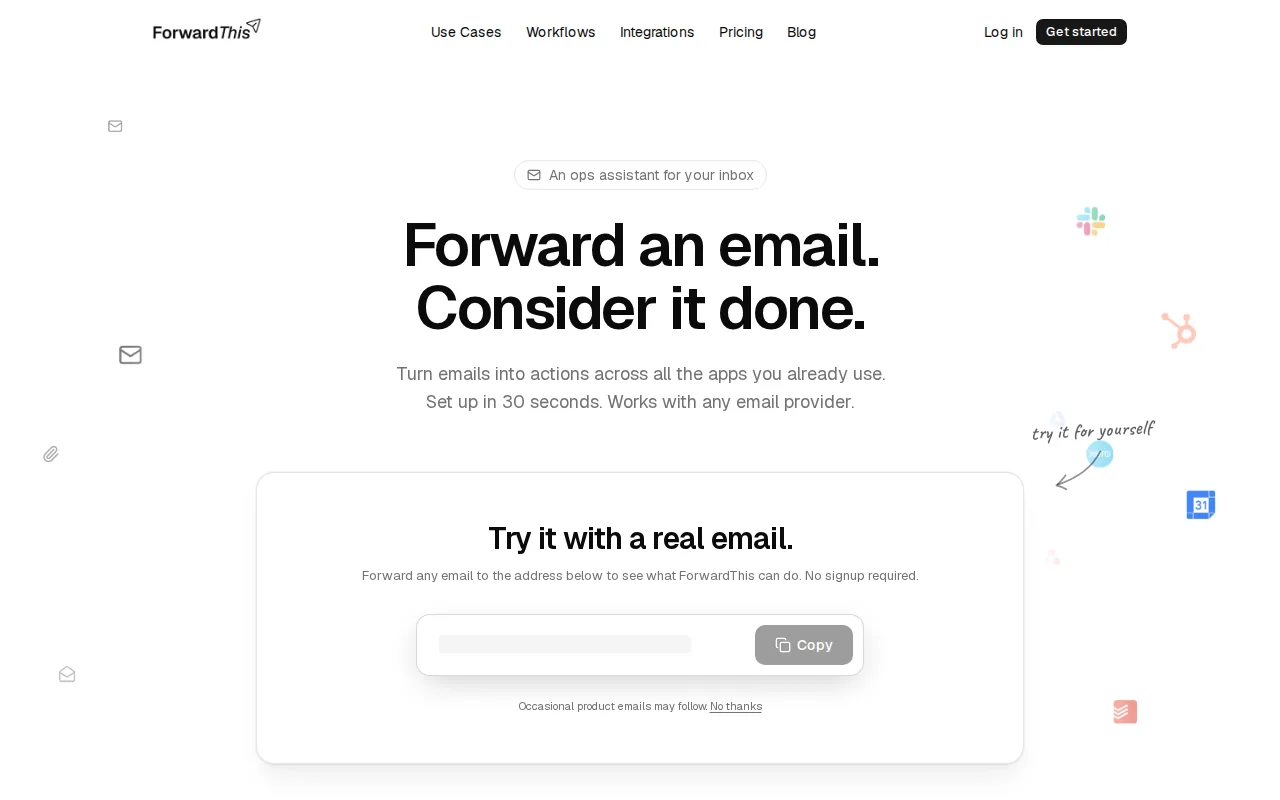 Screenshot of the ForwardThis website