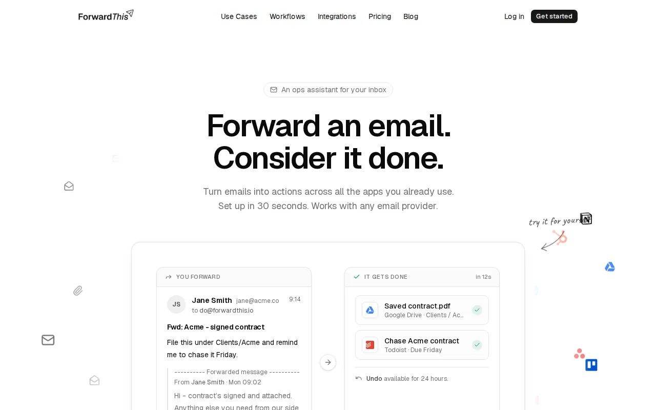 Screenshot of the ForwardThis website