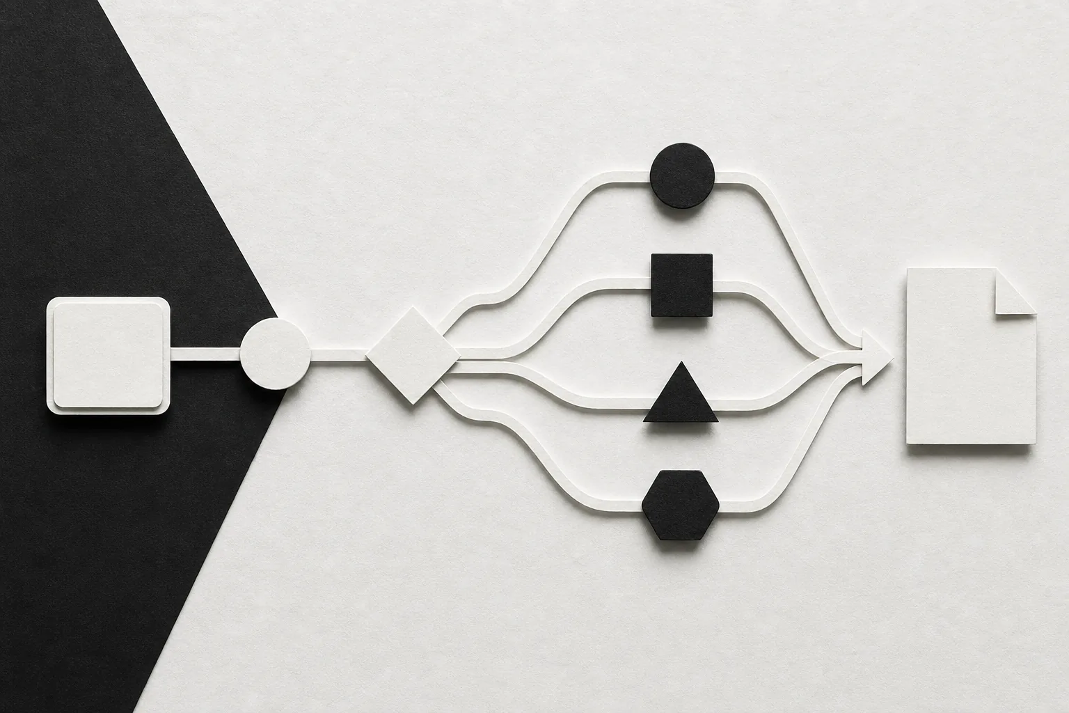visual multi-step automation workflow with branching data paths